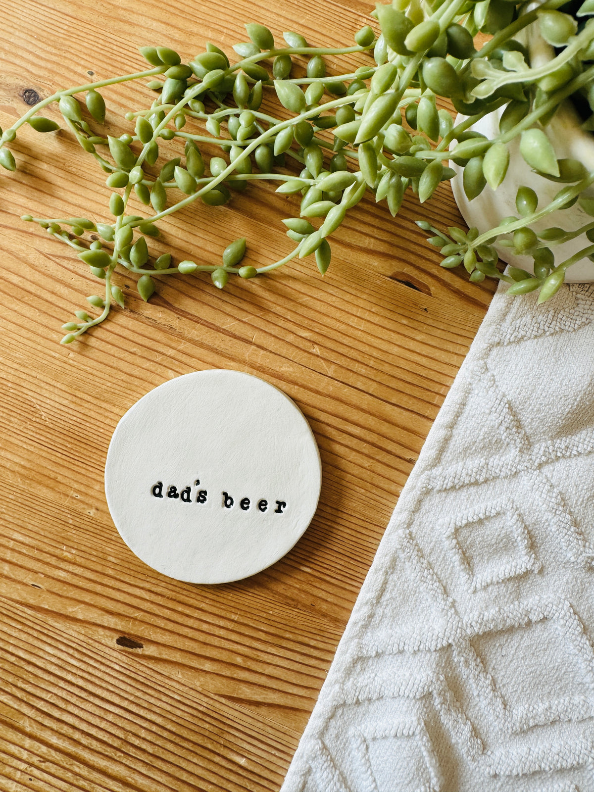 Personalised Clay Coaster, Dad's Beer, Father's Day Gift
