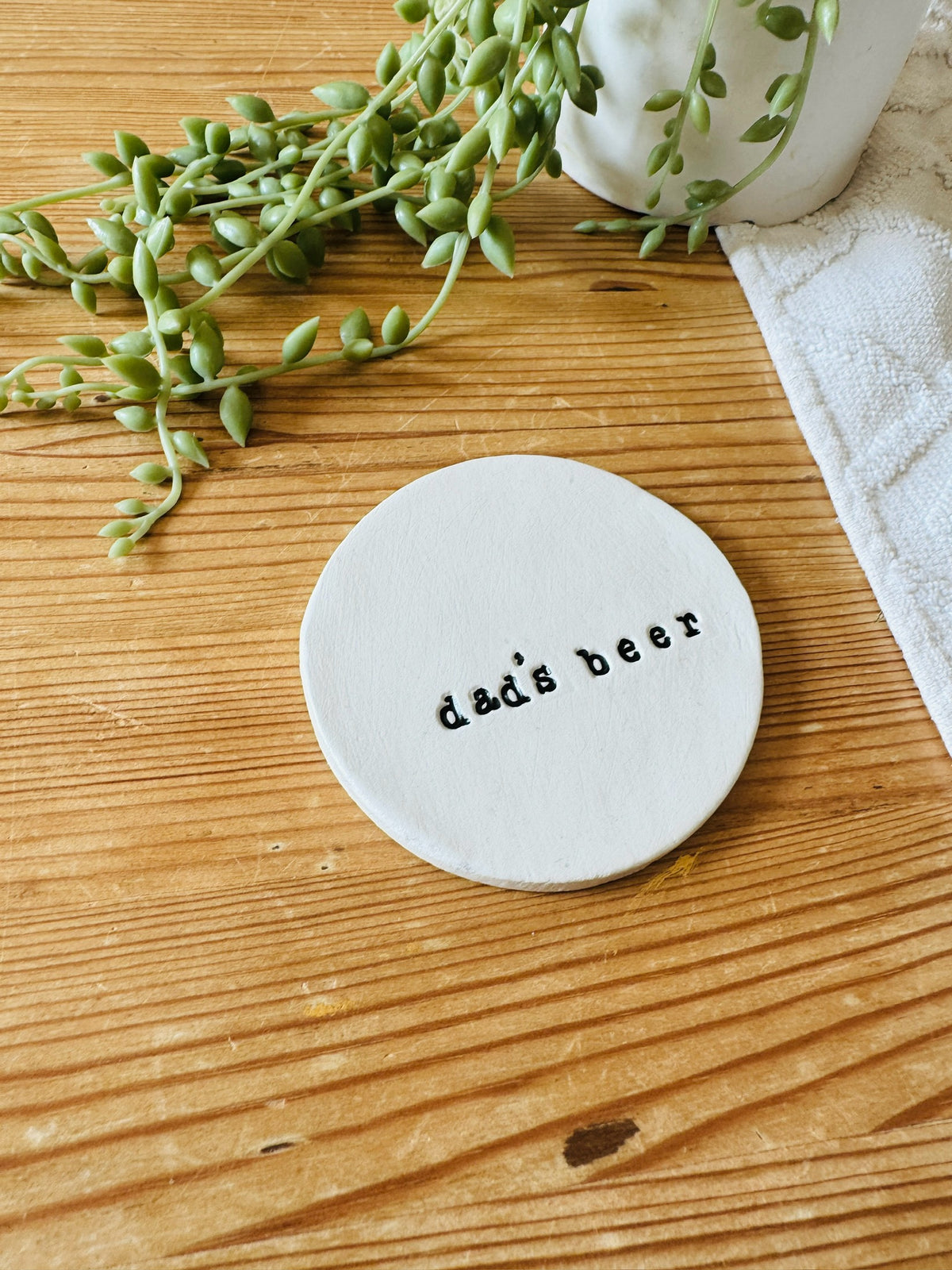 Personalised Clay Coaster, Dad's Beer, Father's Day Gift