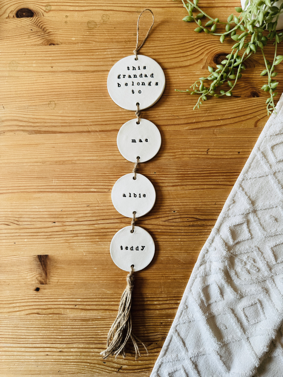 Personalised Clay Wall Hanging, Grandad Gift, Father's Day Plaque