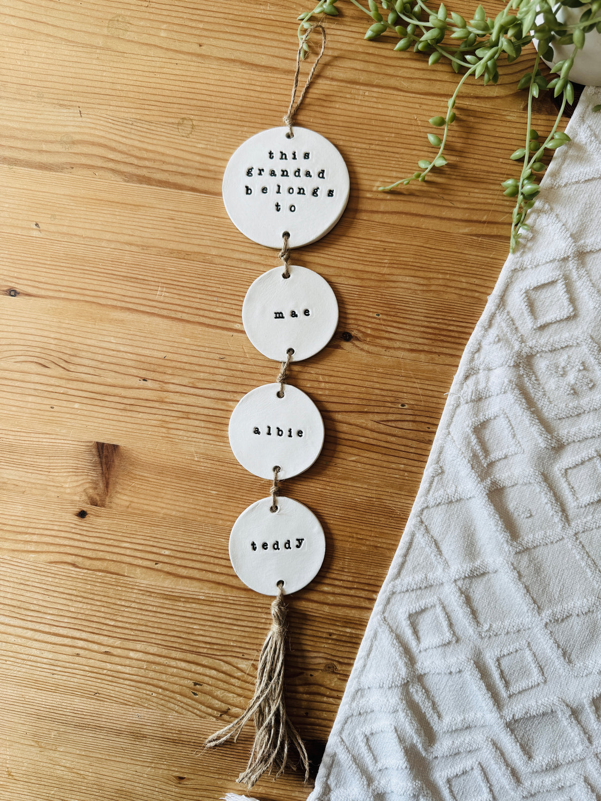 Personalised Clay Wall Hanging, Grandad Gift, Father's Day Plaque