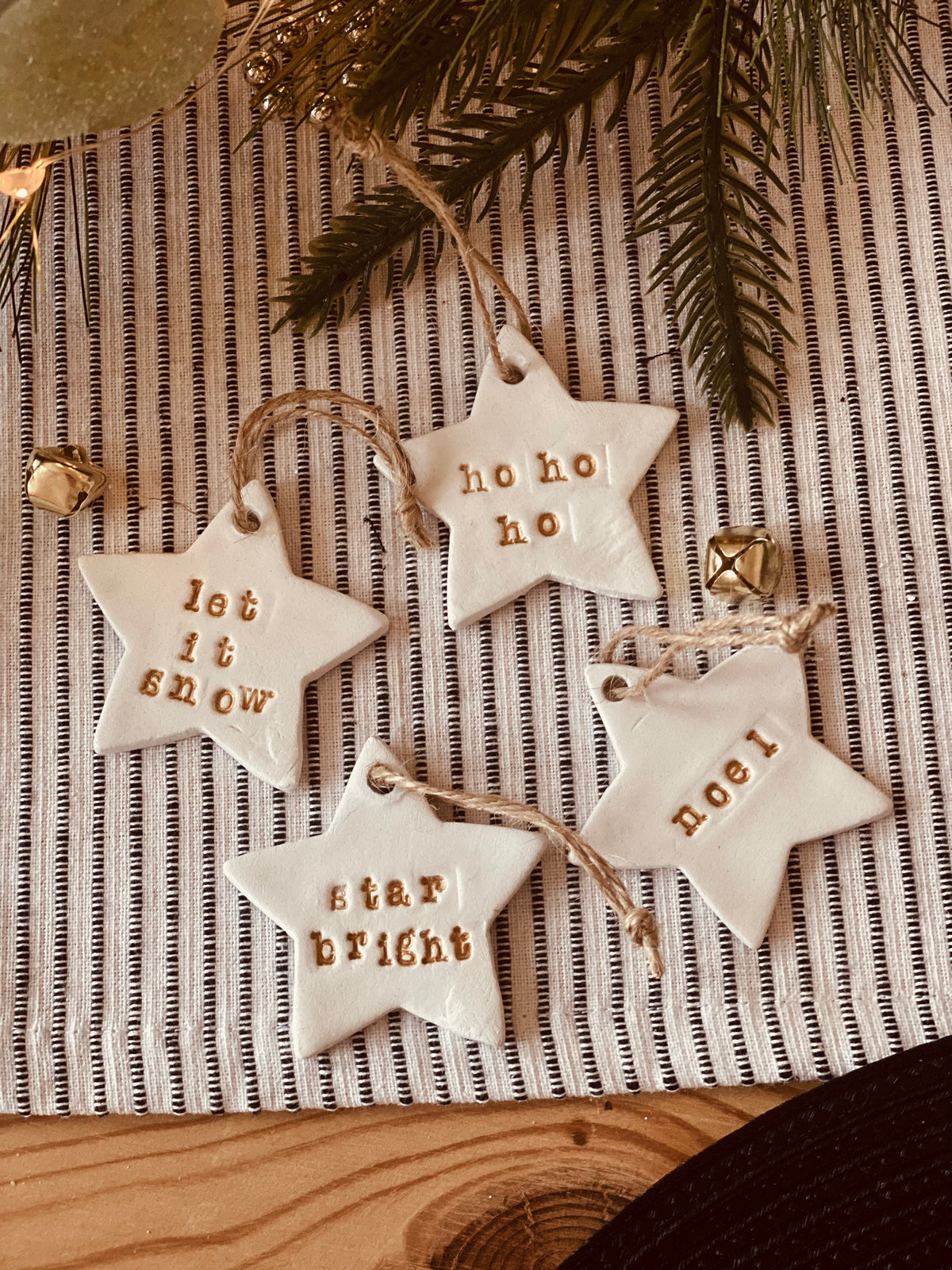 Handmade Pack of 4 Handmade Clay Star Christmas Tree Decorations