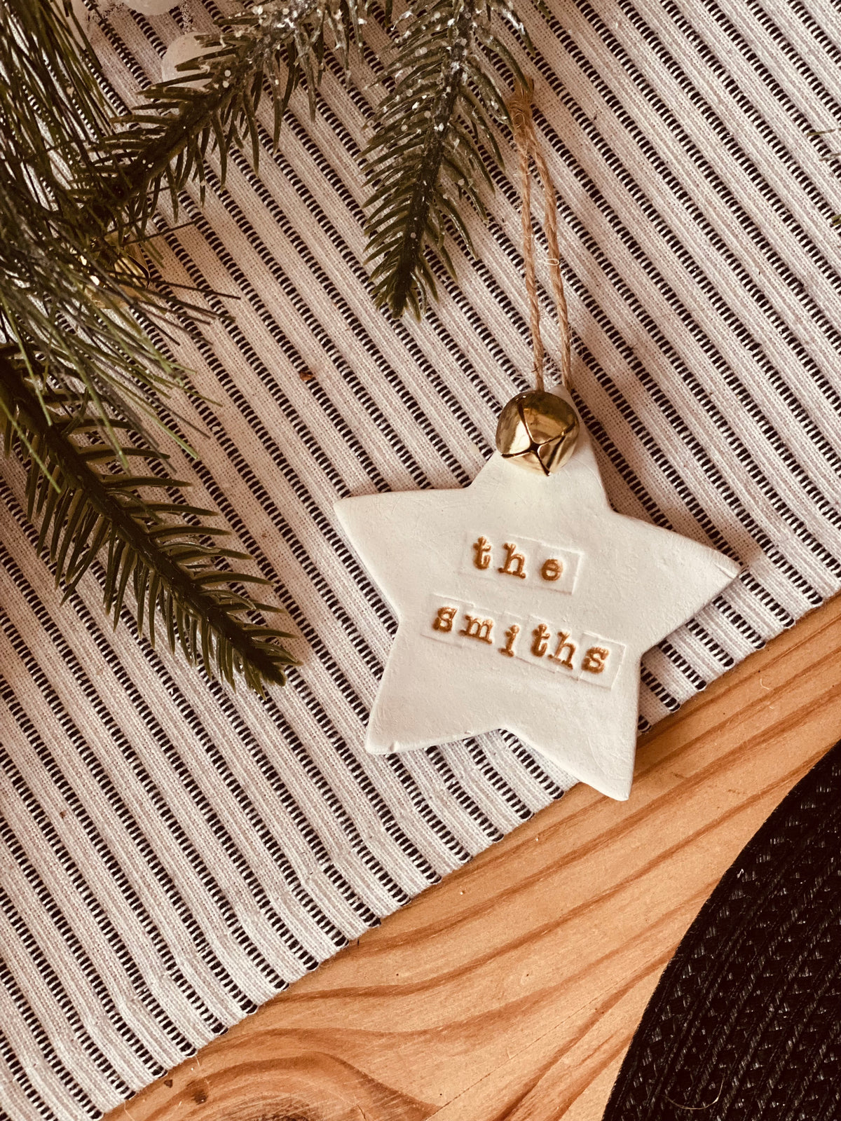 Personalised Christmas Tree Star Decoration Clay Bauble