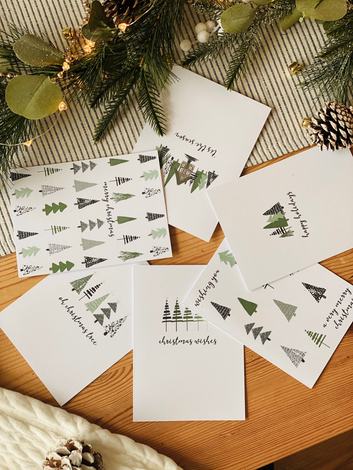 Fir Tree Christmas Cards Pack, Festive Multipack of Cards