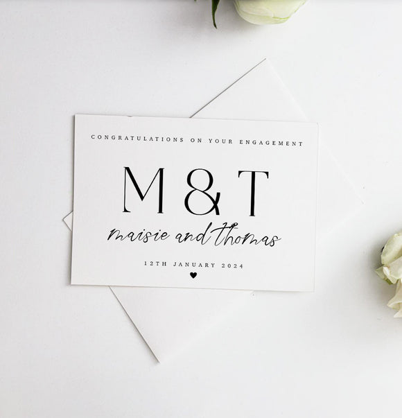 Personalised Initials Engagement Card