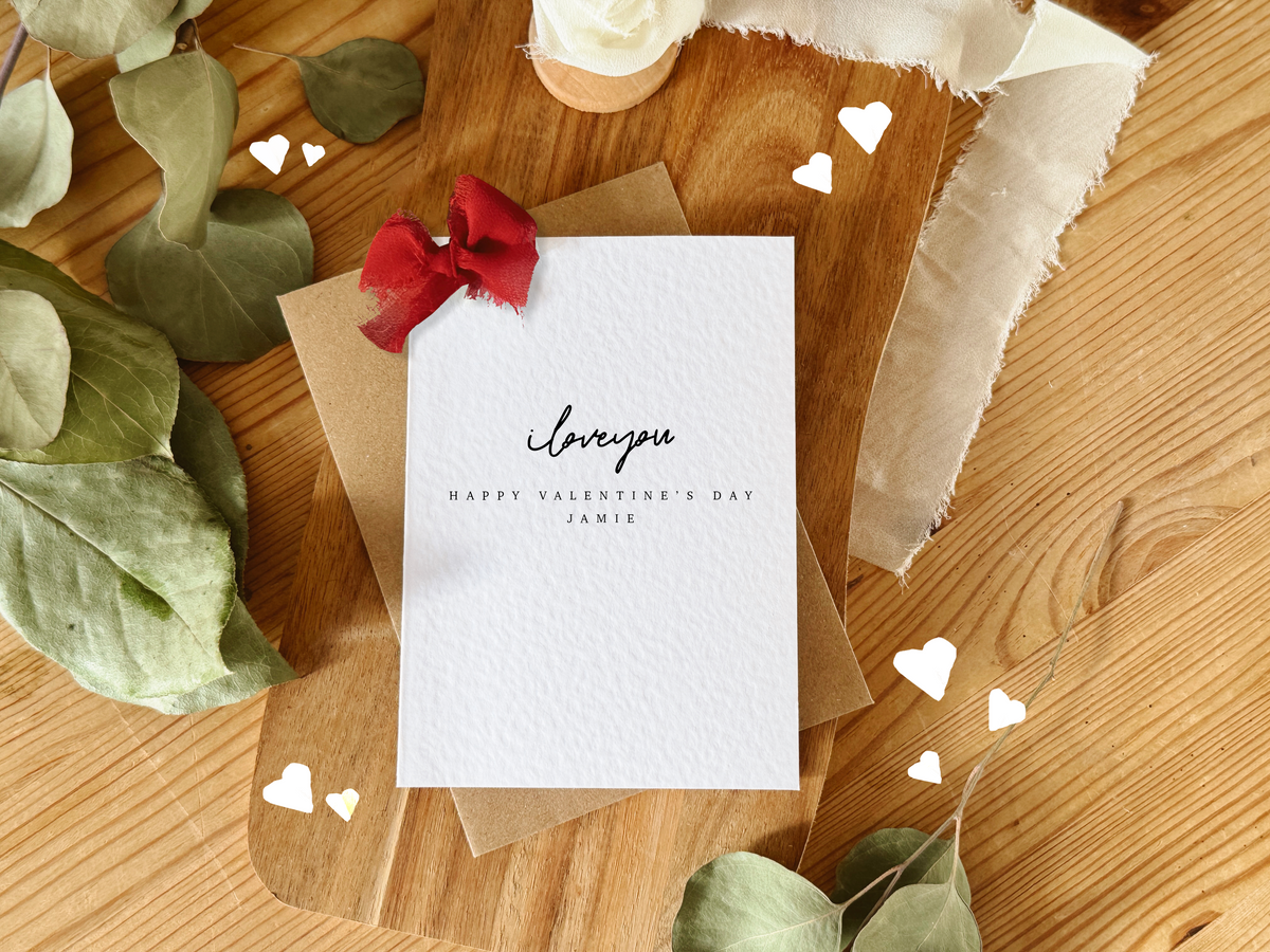 Personalised Calligraphy Valentine's Day Card with Bow