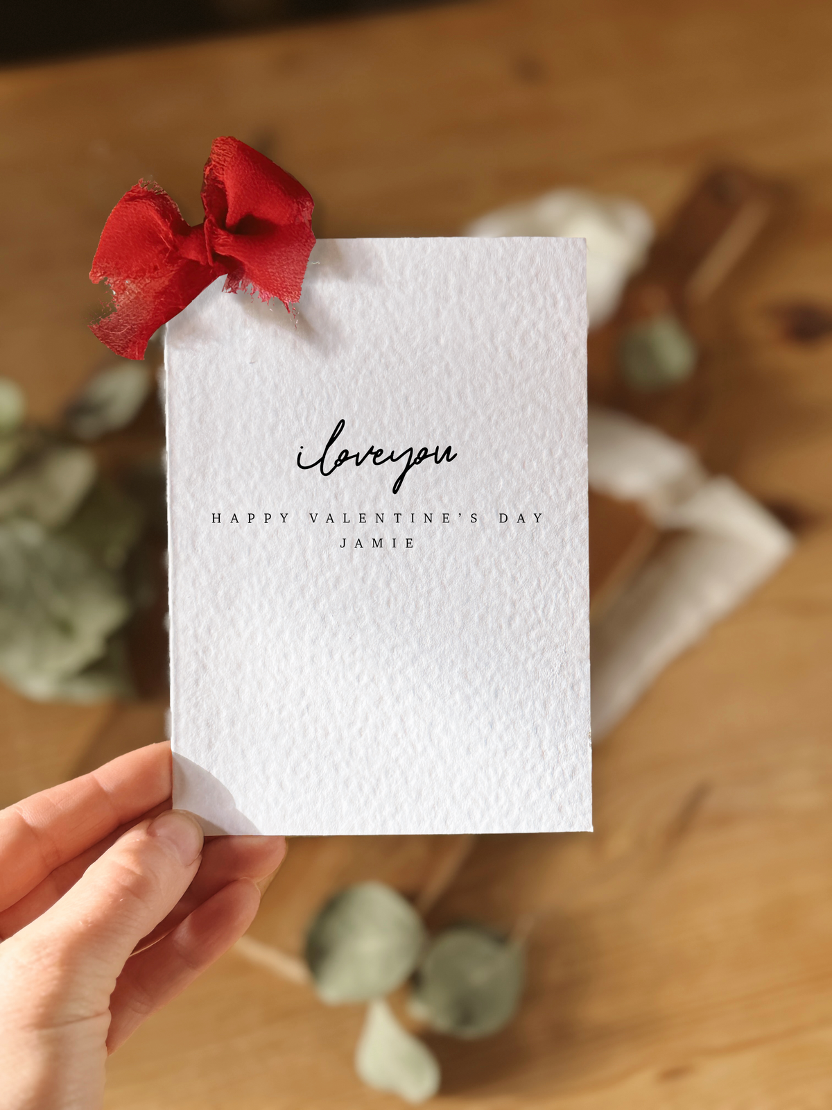 Personalised Calligraphy Valentine's Day Card with Bow