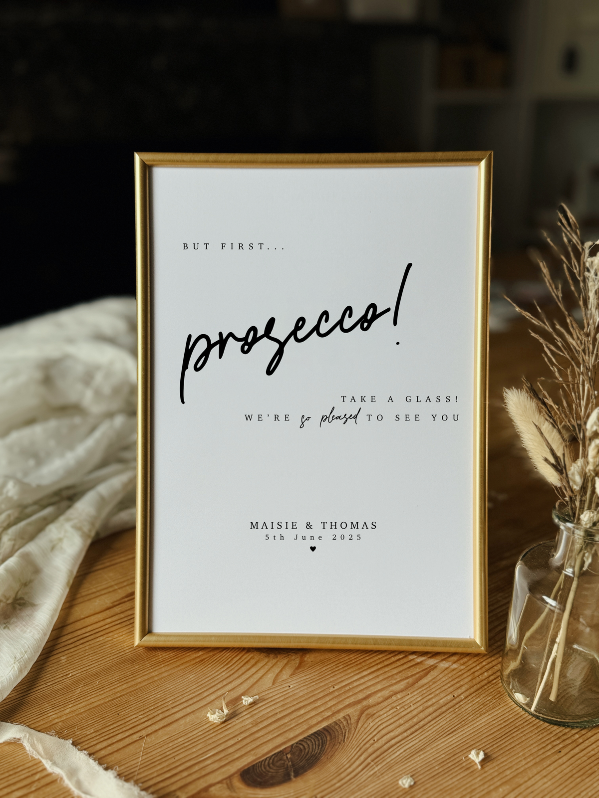 Personalised Prosecco Wedding Sign Print
