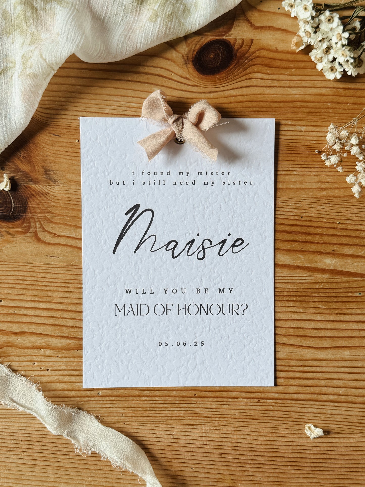 Personalised Bridesmaid Proposal Card For Sister