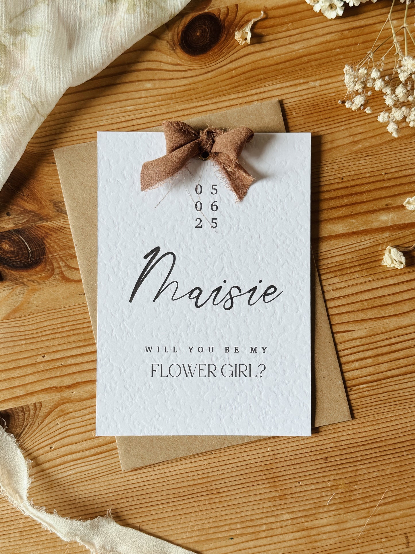 Personalised Bridesmaid Proposal Card, Hammered Paper, A6 Wedding Stationery