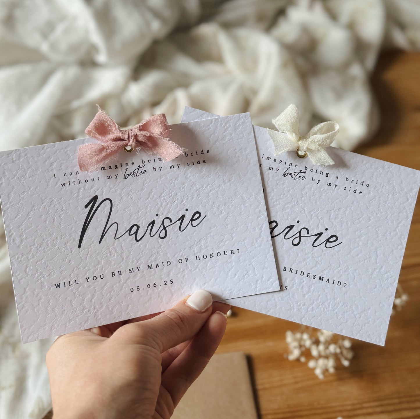 Personalised Bridesmaid Proposal Card, Hammered Paper, A6 Wedding Stationery