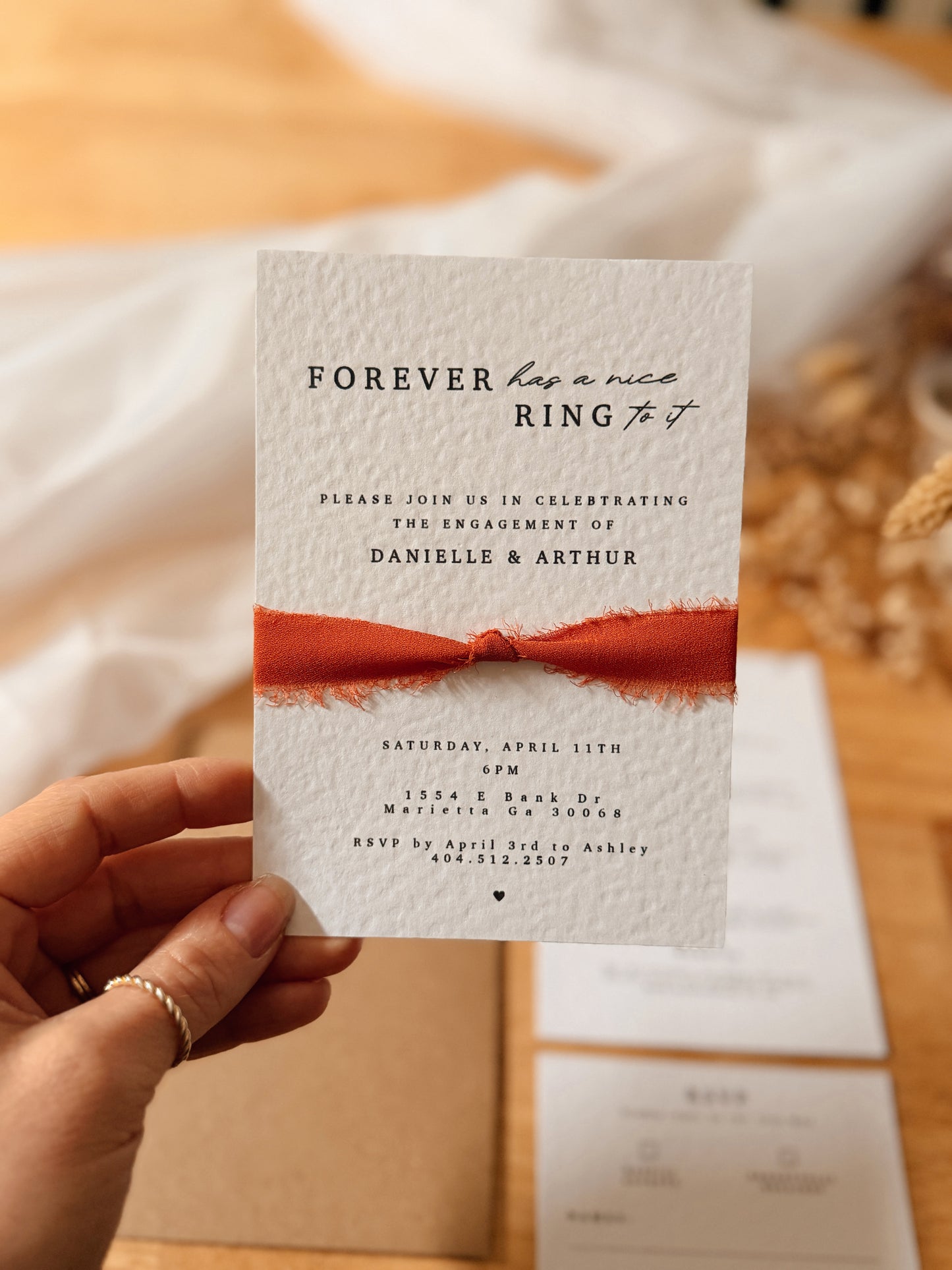 Tied the Knot Wedding Invite Pack with Chiffon Ribbon Bow