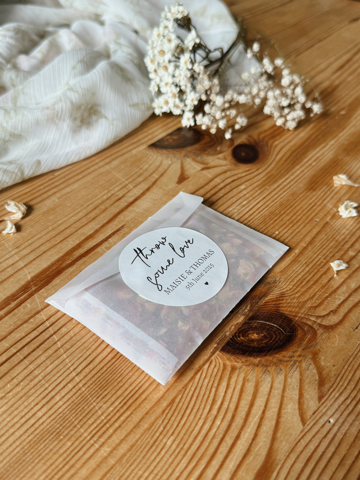 Personalised Wedding Confetti Packets, Biodegradable Real Flower Petals