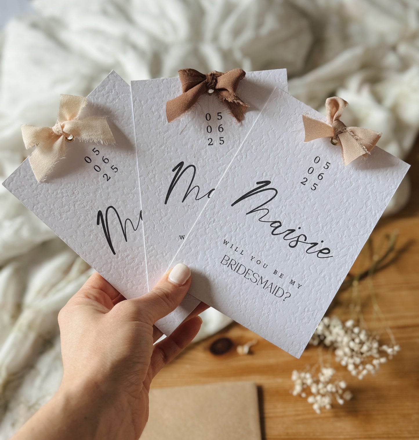 Personalised Bridesmaid Proposal Card, Hammered Paper, A6 Wedding Stationery