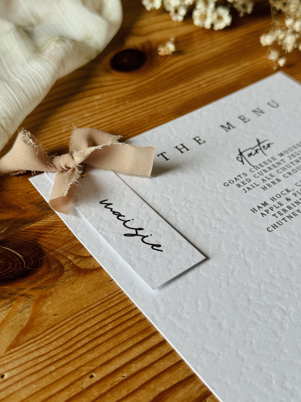 Personalised Wedding Menu With Place Names