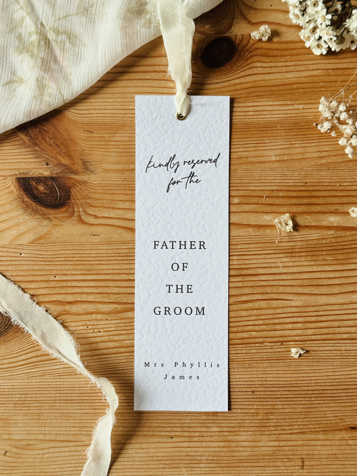 Personalised Reserved Seat Wedding Sign