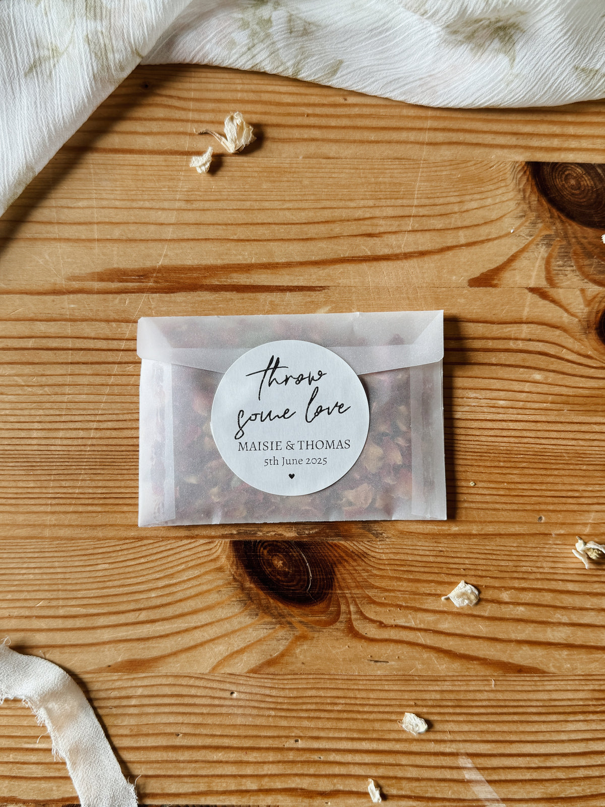Personalised Wedding Confetti Packets, Biodegradable Real Flower Petals