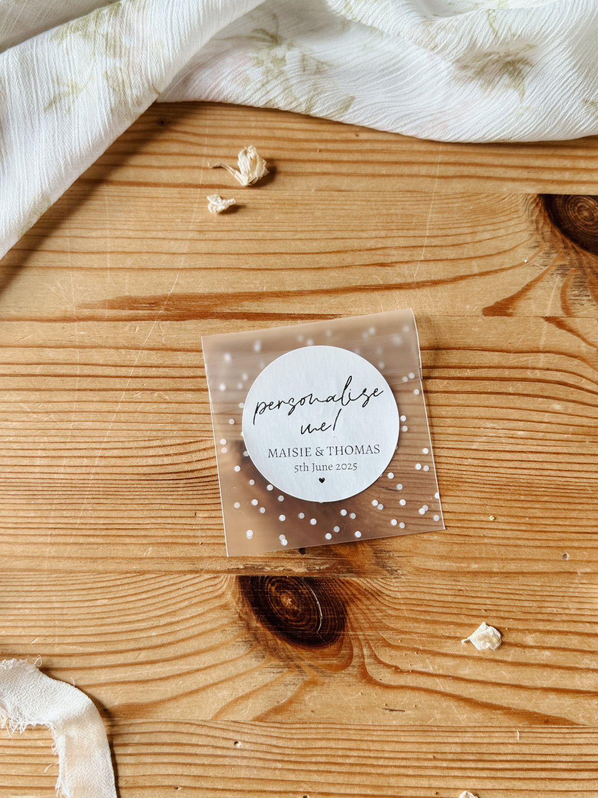 Personalised Wedding Favour Bags with Custom Stickers