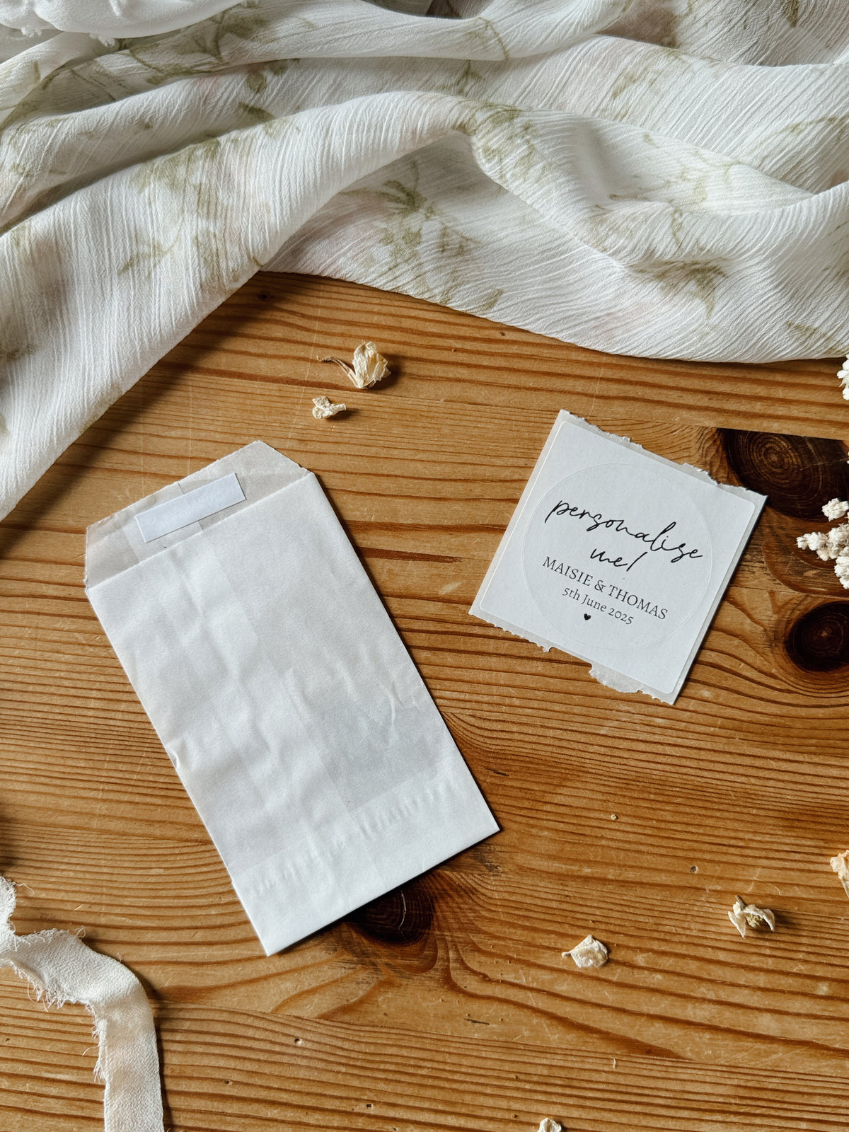 Personalised Wedding Favour Bags with Custom Stickers