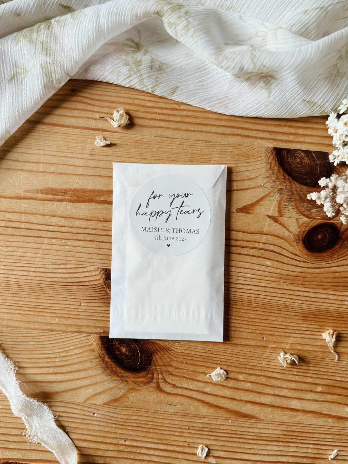 Personalised Wedding Favour Bags with Custom Stickers