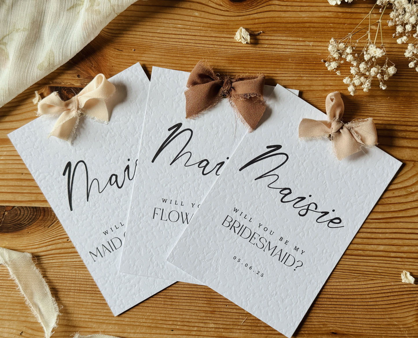Personalised Bridesmaid Proposal Card, Hammered Paper, A6 Wedding Stationery