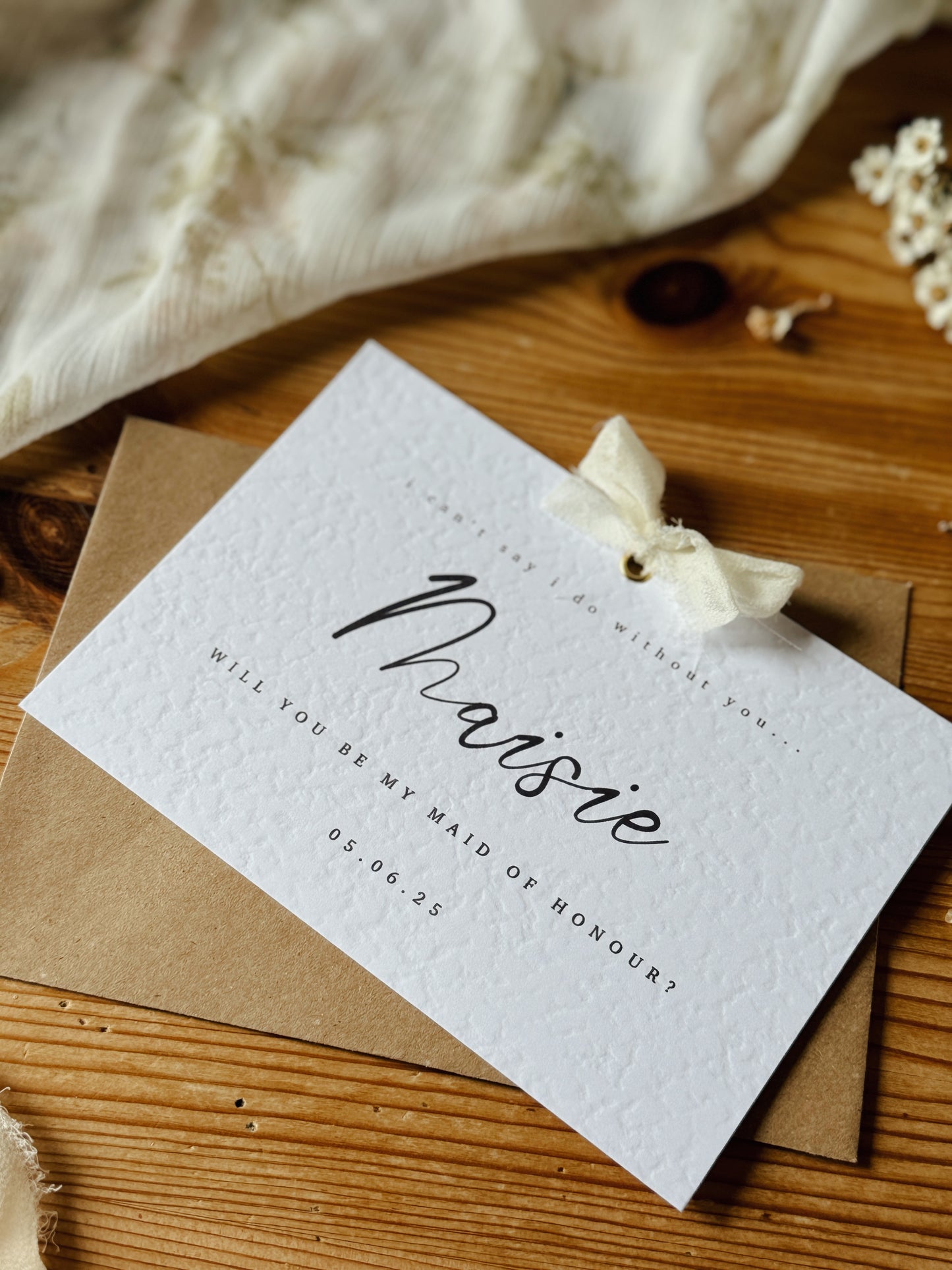 Personalised Bridesmaid Proposal Card, Hammered Paper, A6 Wedding Stationery