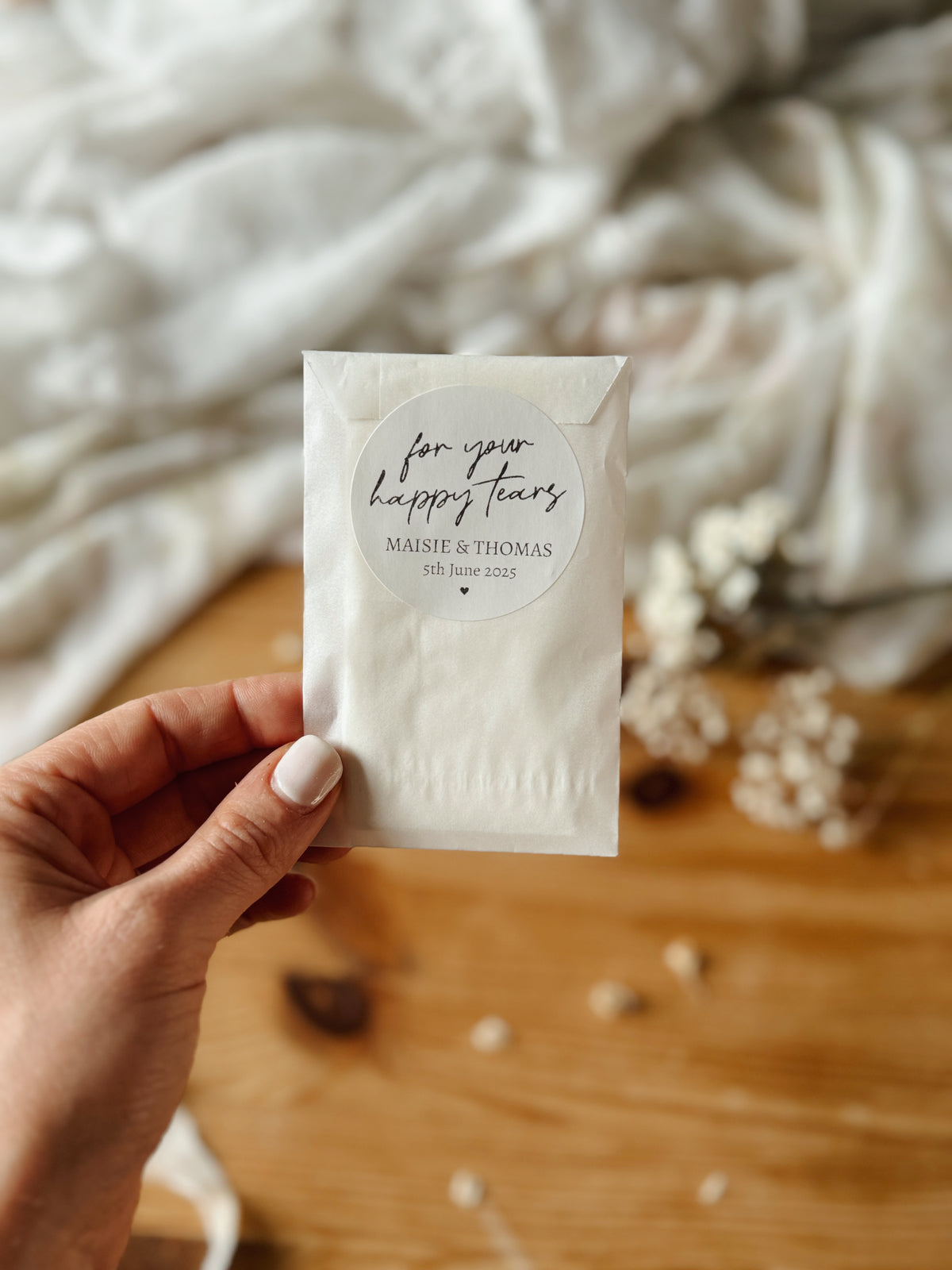 Personalised Wedding Favour Bags with Custom Stickers