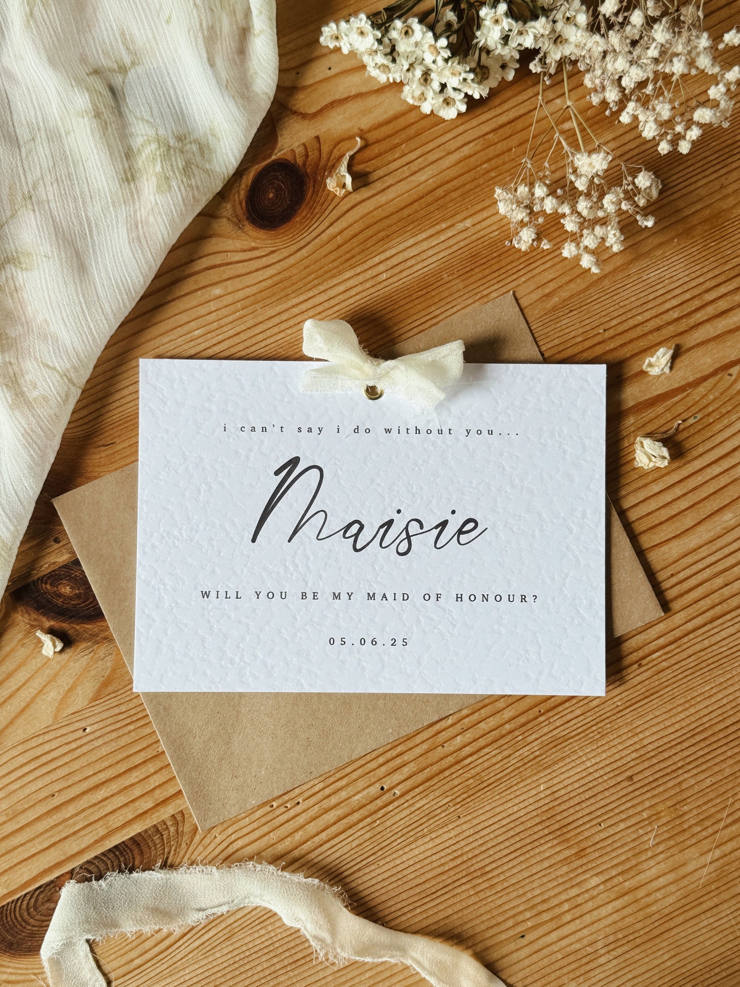 Personalised Bridesmaid Proposal Card, Hammered Paper, A6 Wedding Stationery