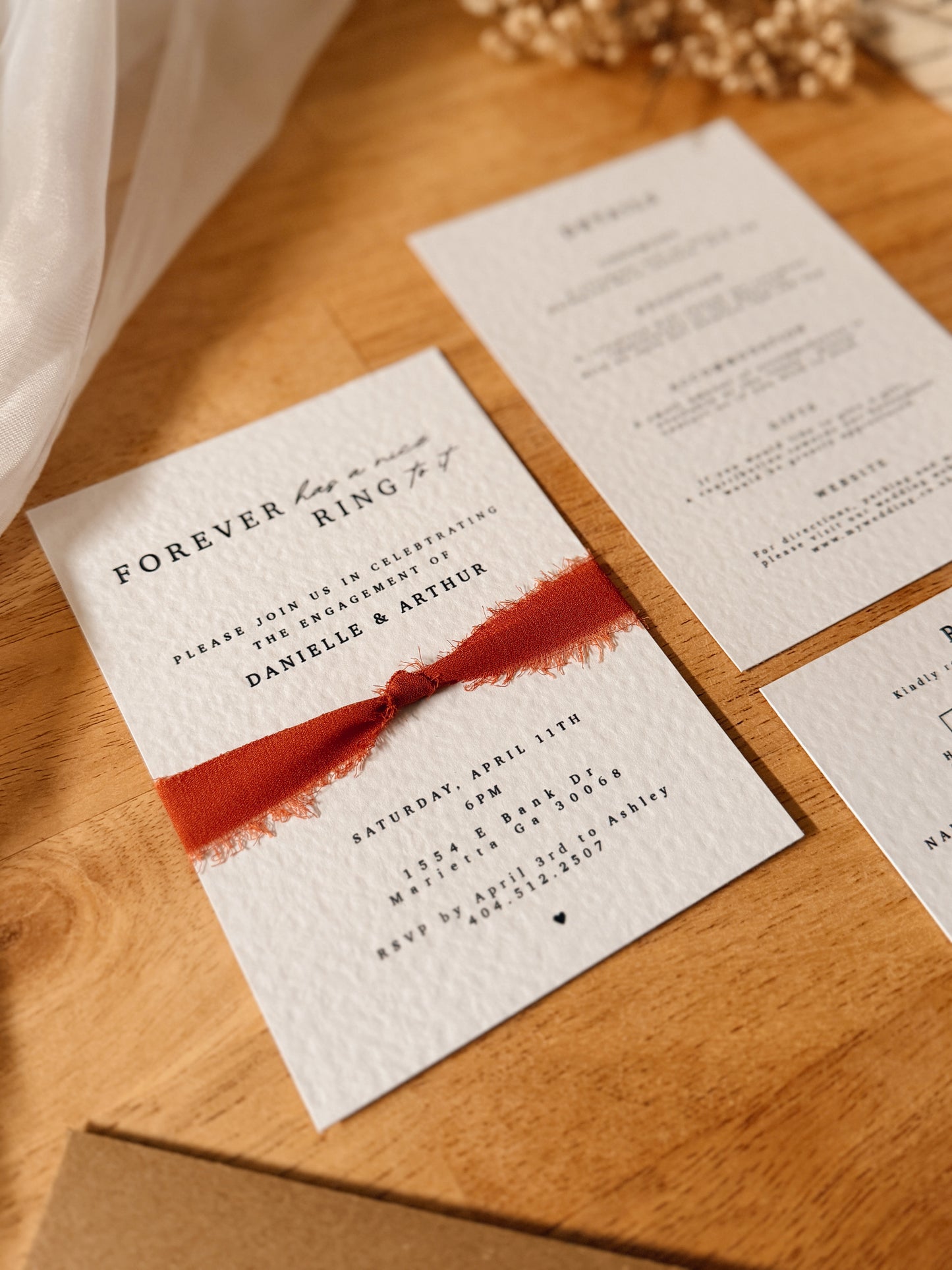 Tied the Knot Wedding Invite Pack with Chiffon Ribbon Bow