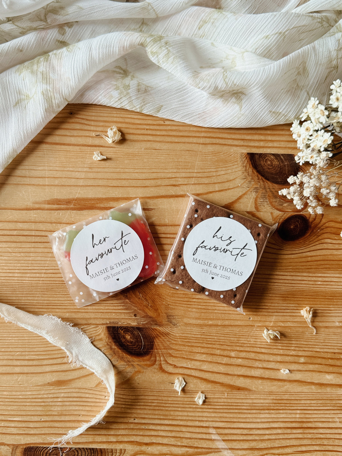 Personalised Wedding Favour Bags with Custom Stickers
