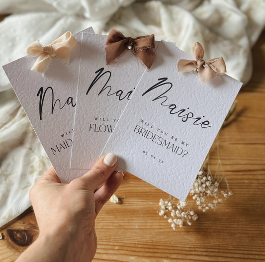 Personalised Bridesmaid Proposal Card, Hammered Paper, A6 Wedding Stationery