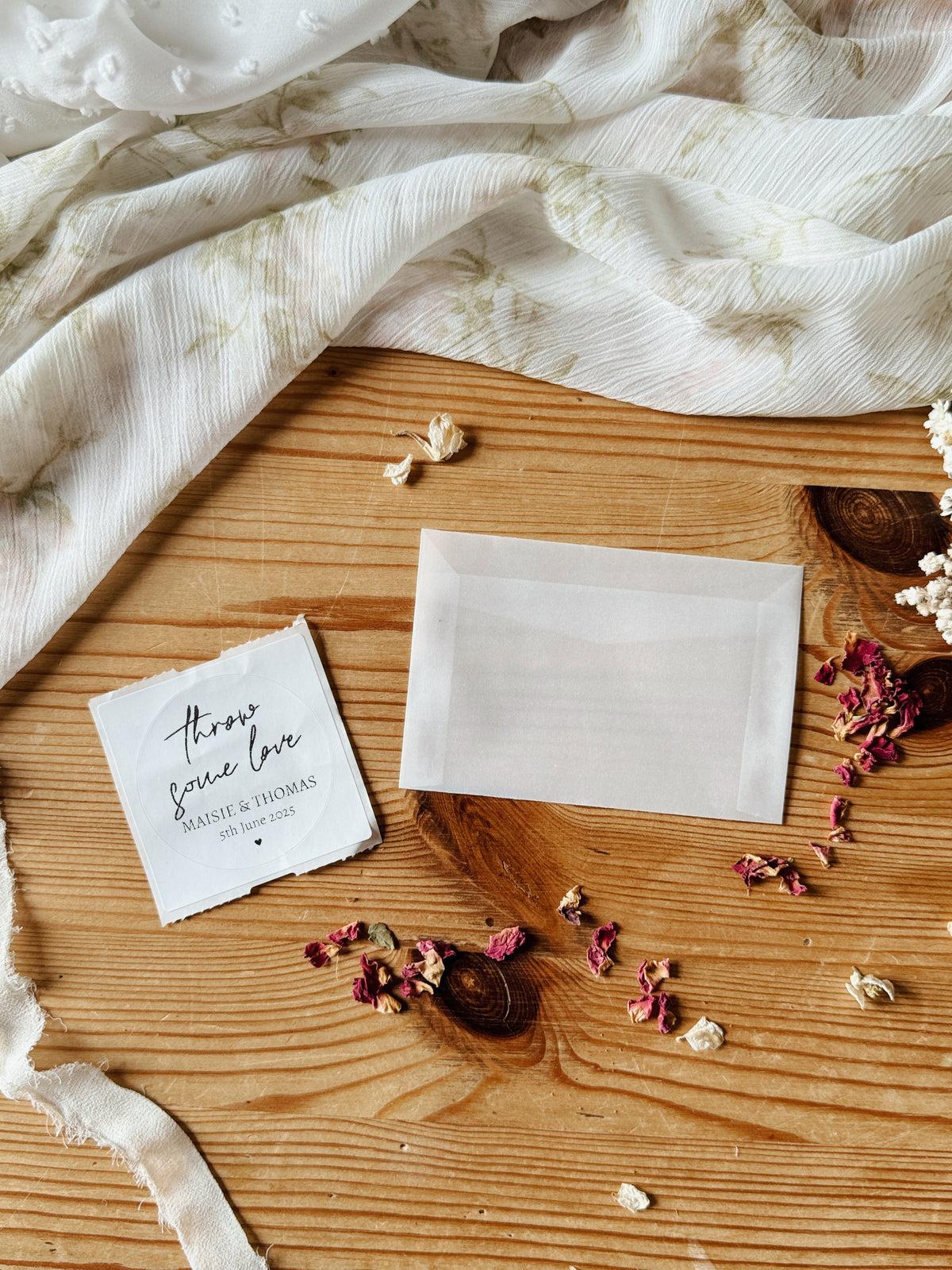 Personalised Wedding Confetti Packets, Biodegradable Real Flower Petals