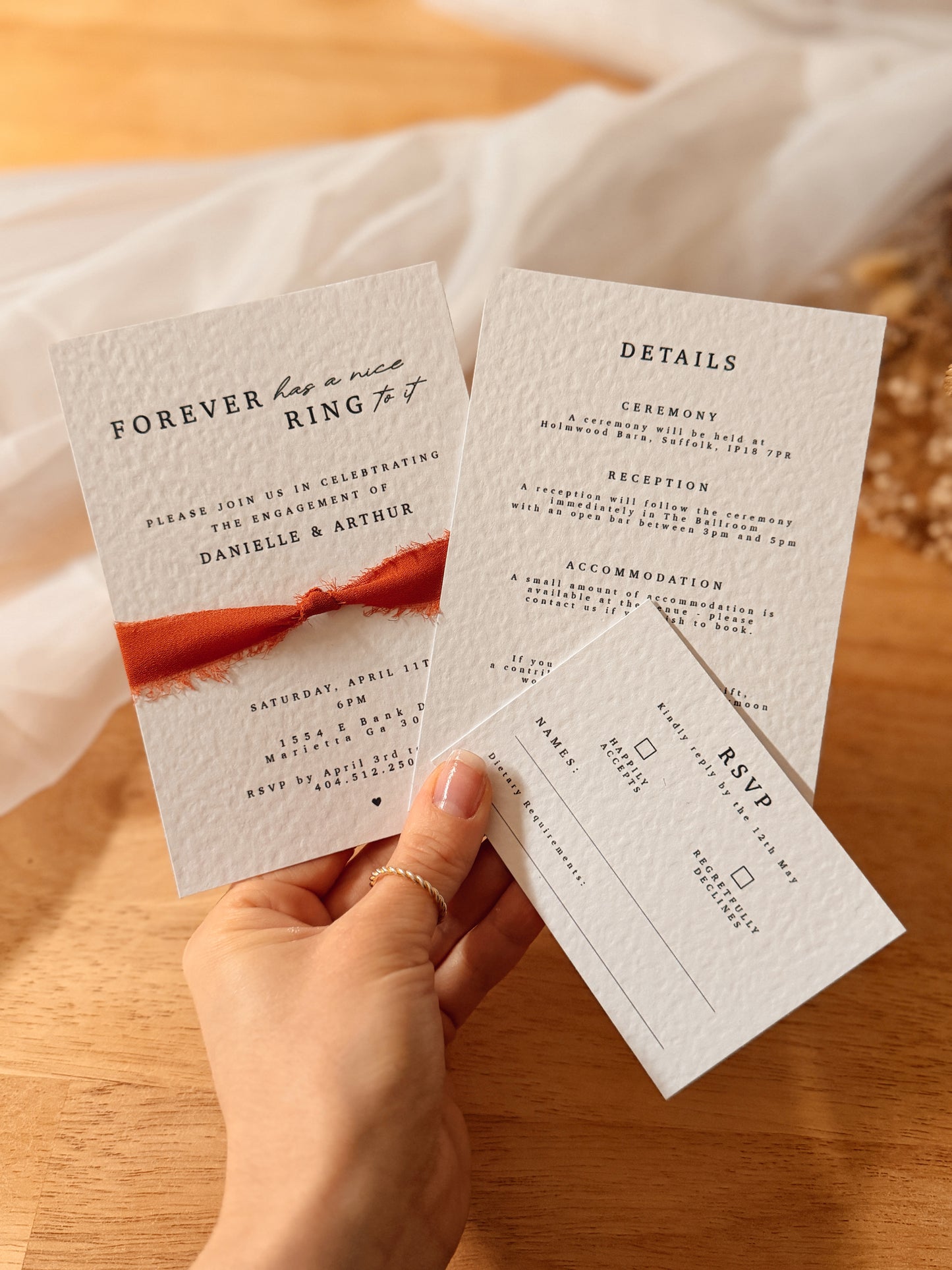 Tied the Knot Wedding Invite Pack with Chiffon Ribbon Bow