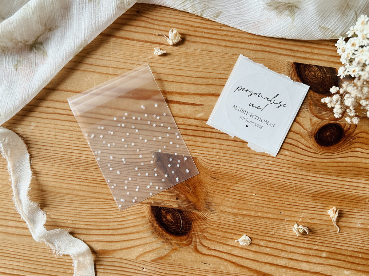 Personalised Wedding Favour Bags with Custom Stickers