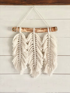 Three-Feather Macrame Wall Hanging