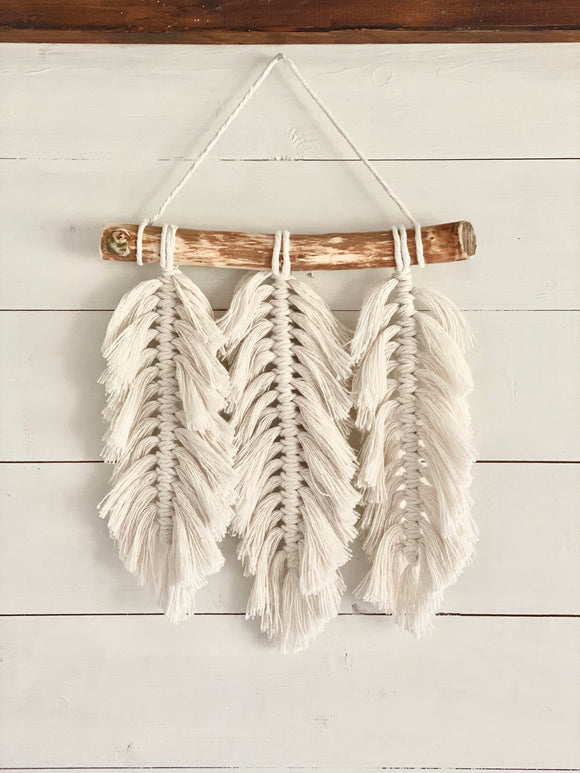 Three-Feather Macrame Wall Hanging