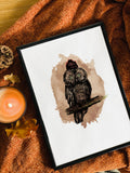 Autumn Woodland Owl Print